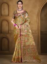 Organza Multi Color Festival Wear Weaving Saree